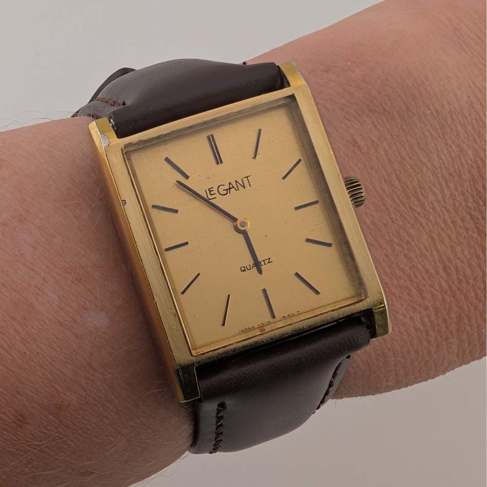 Le Gant Swiss Vintage Tank Watch Y334-5050 Gold‎ Tone Quartz - Picture 3 of 10